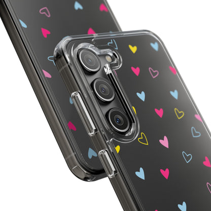 Transparent Heart Design Pattern Clear Phone Case