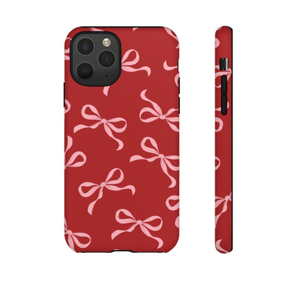 Pink Bows on Red Phone Case - JGUS