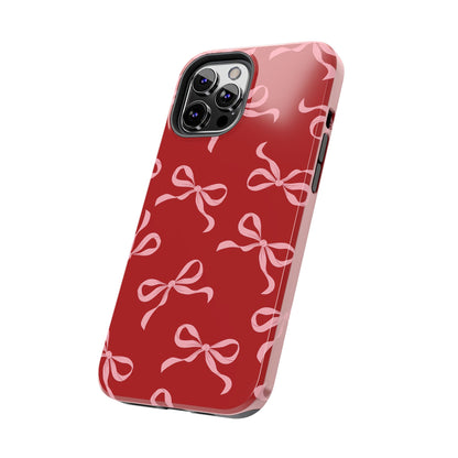 Pink Bows on Red Phone Case