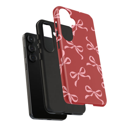 Pink Bows on Red Phone Case - JGUS