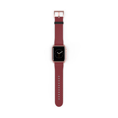 Burgundy & White Vegan Leather Apple Watch Band - Eco-Friendly & Festive Design