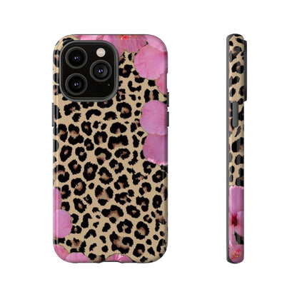Leopard Bloom Pink Floral Phone Case – Trendy Animal Print Case for iPhone & Samsung