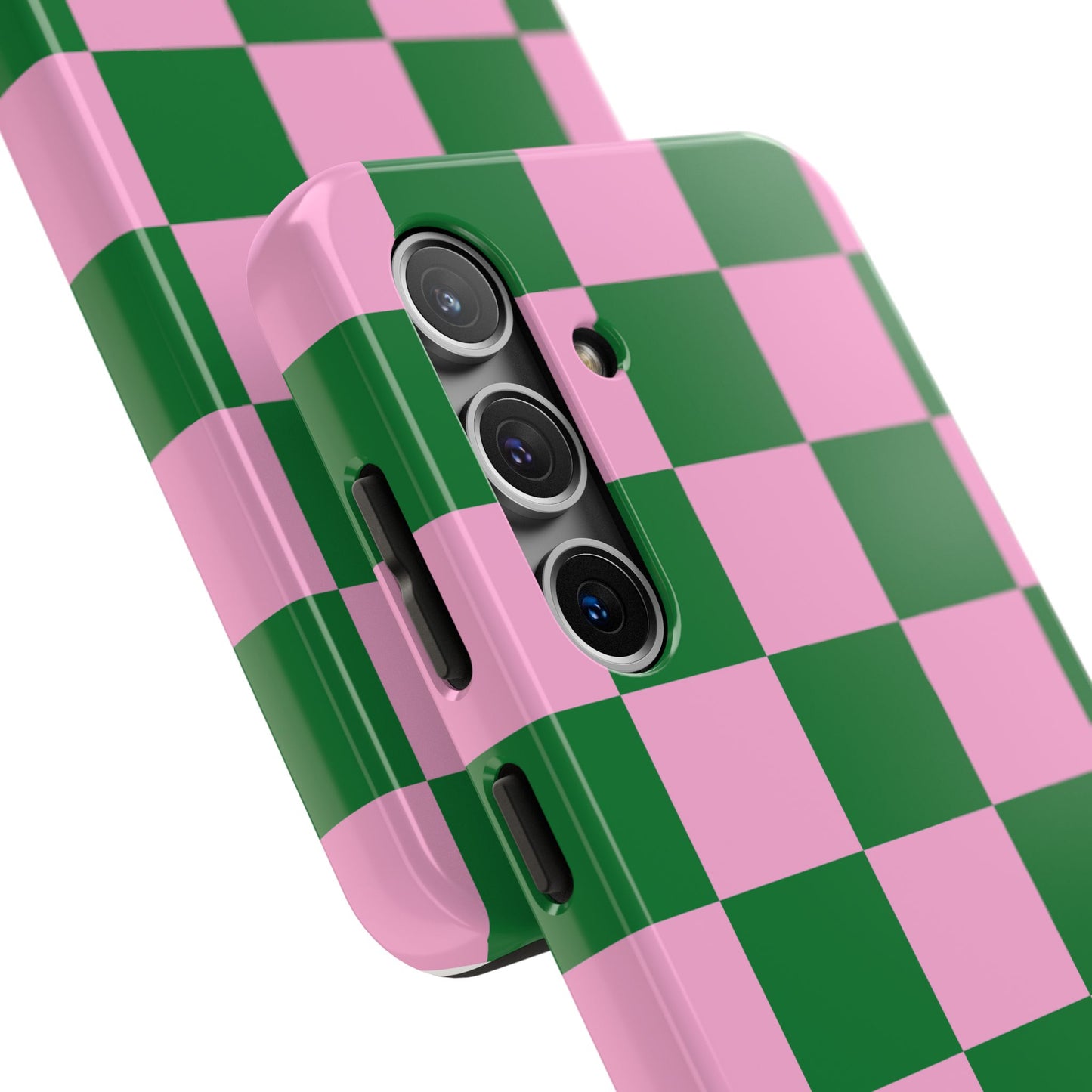 Pink Retro Checkered Phone Case – 90s Aesthetic, Vintage Grid Pattern for iPhone & Samsung