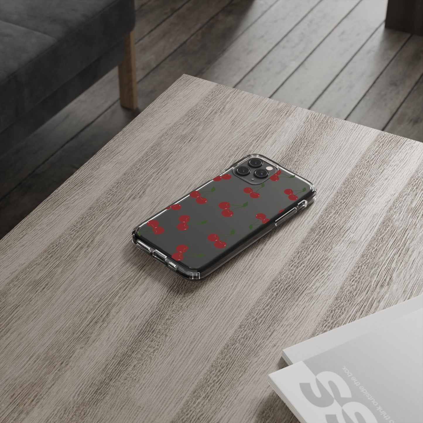 Random Cherry Pattern Clear Phone Case
