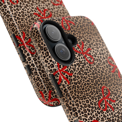 Bold Bow Leopard Print Phone Case – Aesthetic Protective Cover for iPhone & Samsung - Fashionable Animal Print Cover