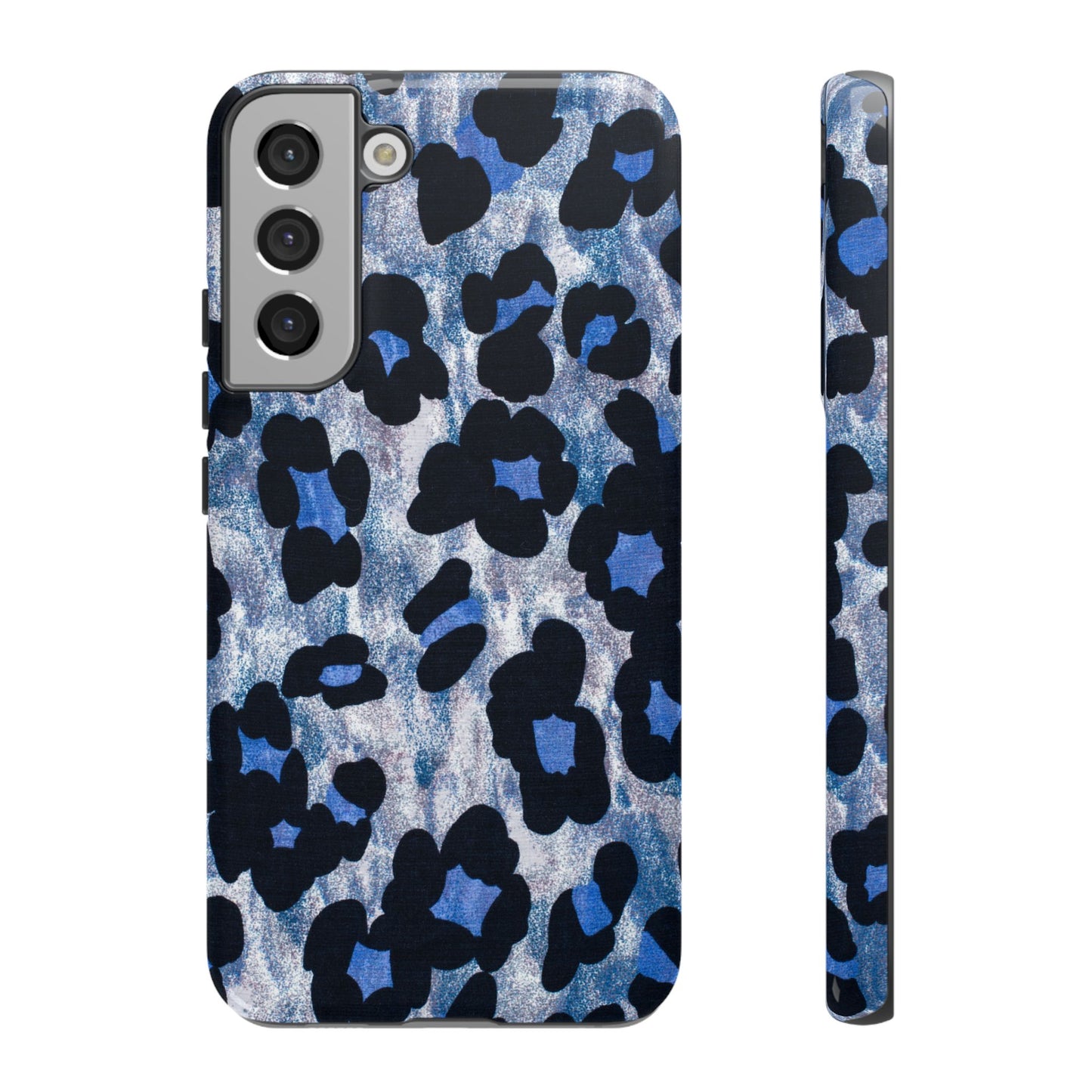 Blue & Black Leopard Print Phone Case – Bold Animal Pattern for iPhone & Samsung