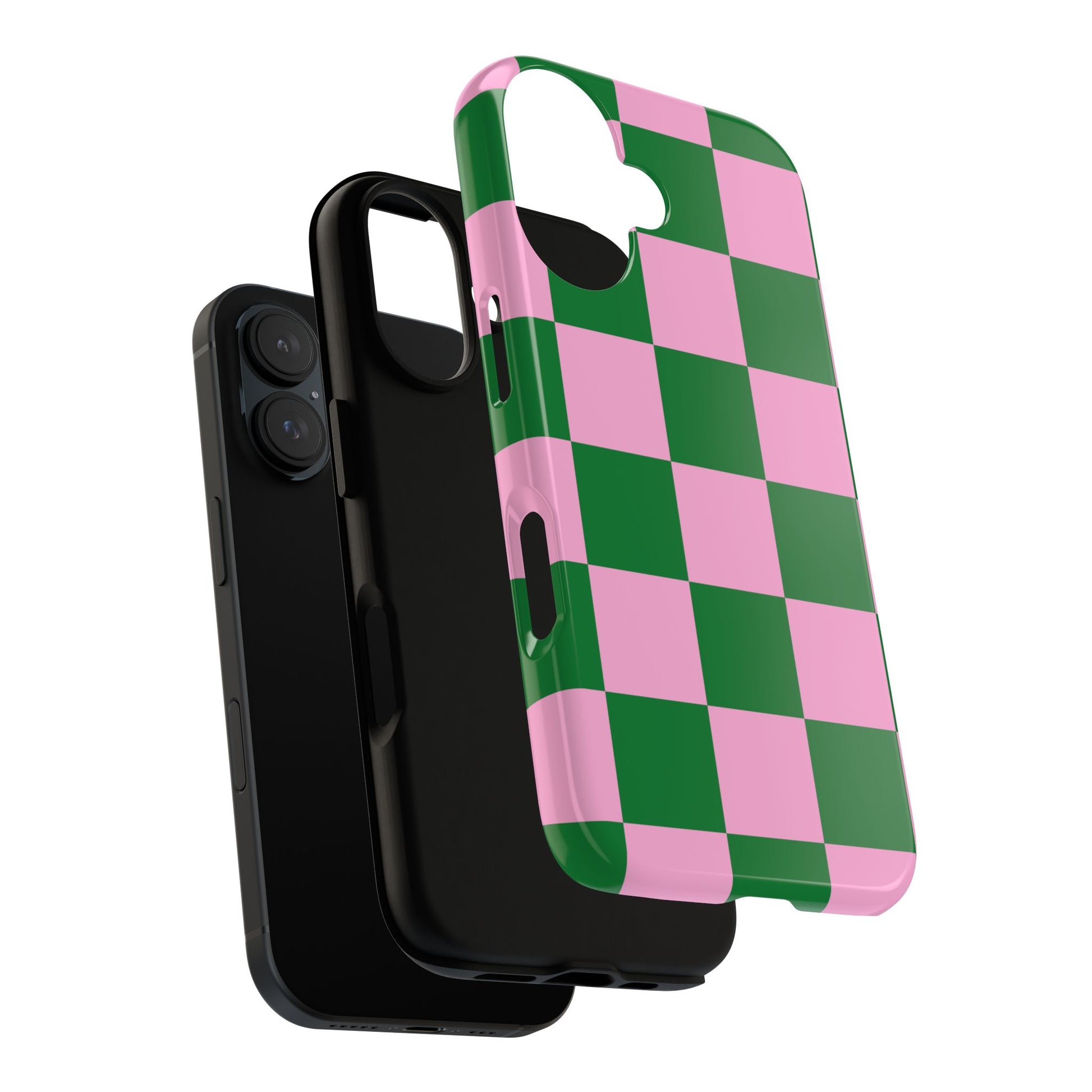Pink Retro Checkered Phone Case – 90s Aesthetic, Vintage Grid Pattern for iPhone & Samsung - JGUS