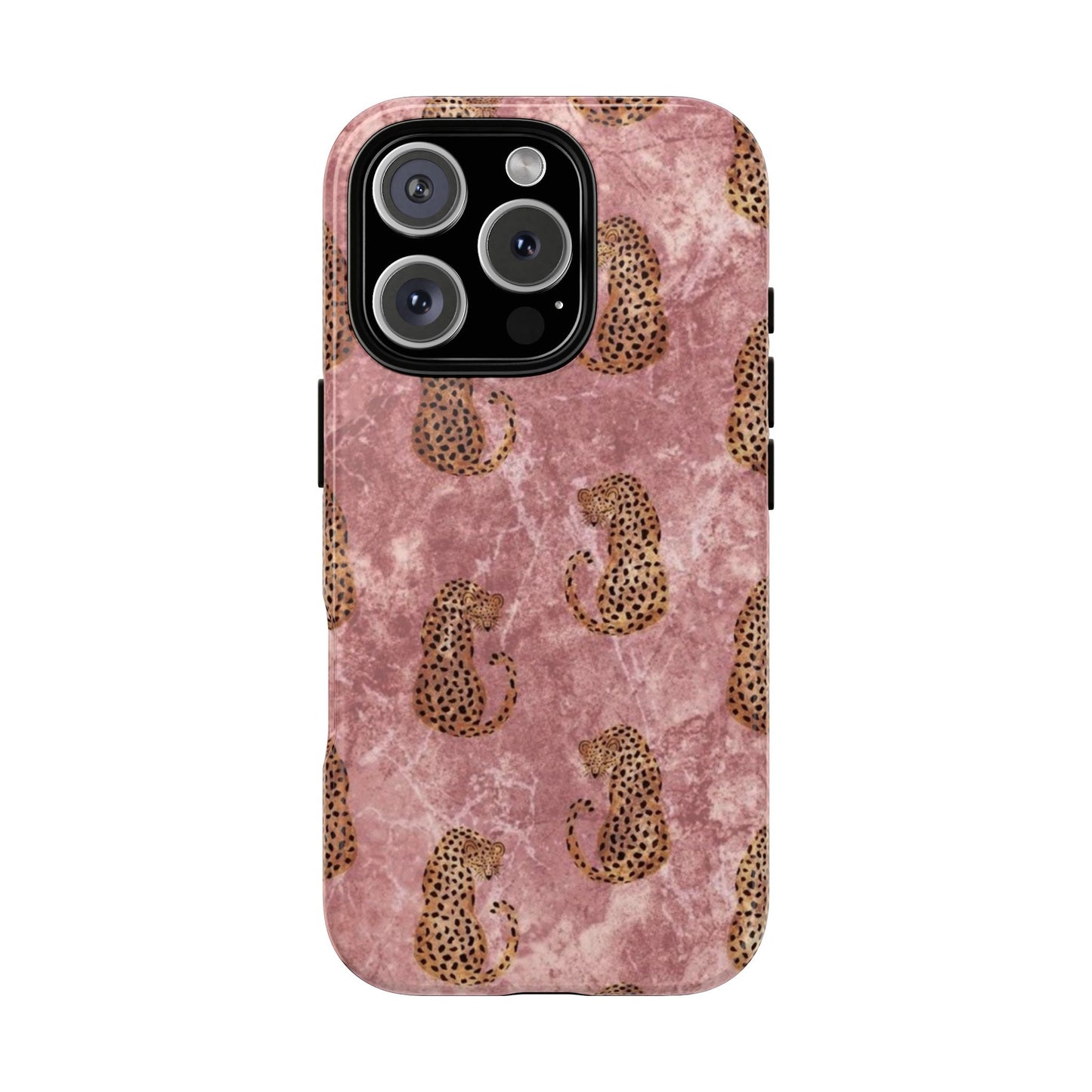 Pink Leopard Print Marble Phone Case – Cute Animal Design for iPhone & Samsung
