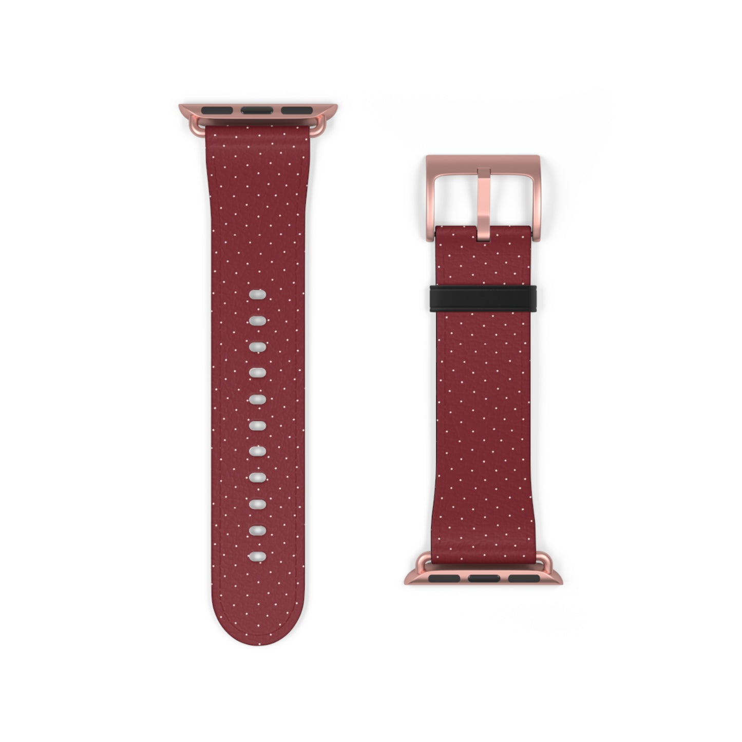 Burgundy & White Vegan Leather Apple Watch Band - Eco-Friendly & Festive Design