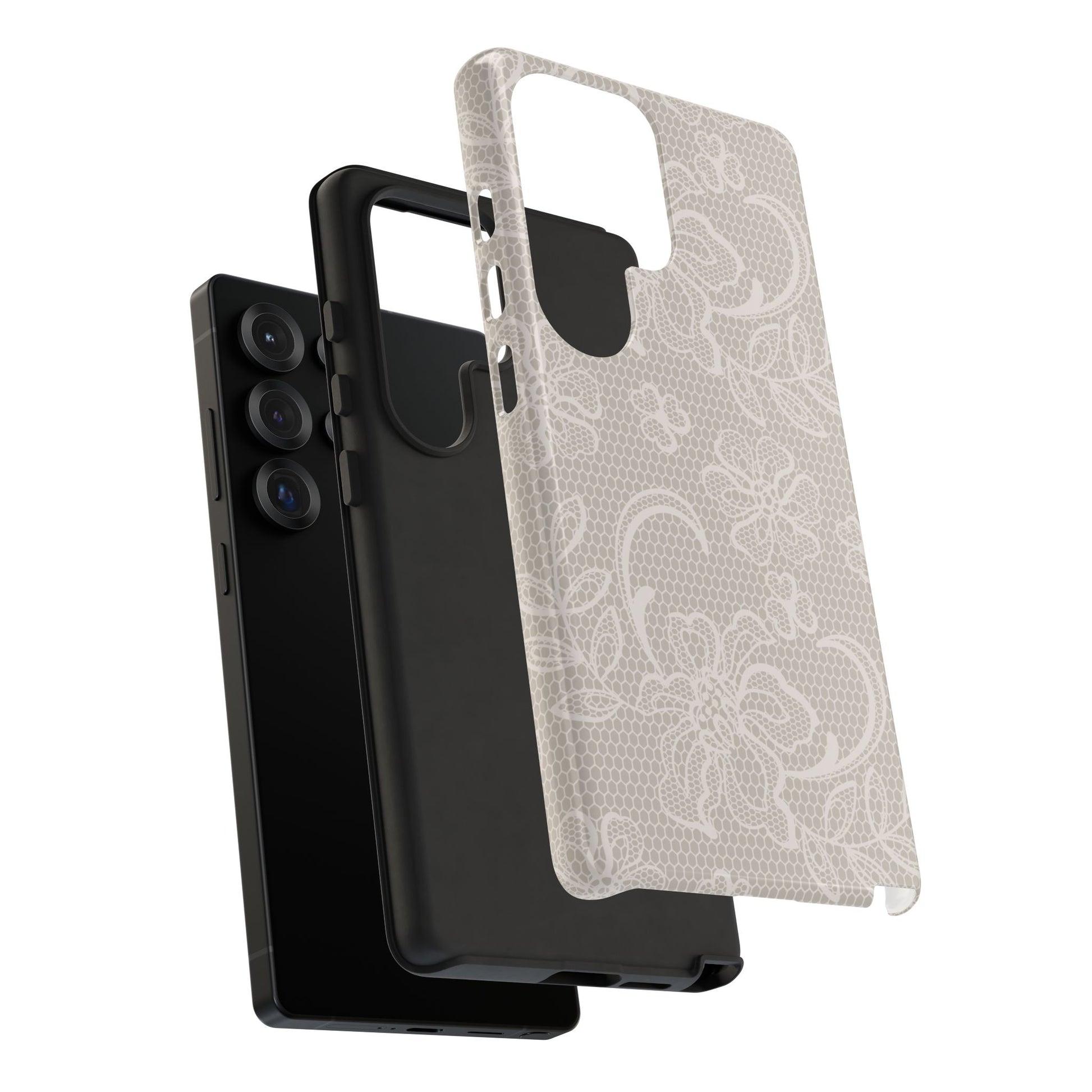 Lace Phone Case for iPhone Samsung Pixel – Cream Floral Elegant Aesthetic - JGUS