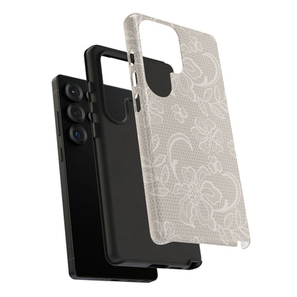 Lace Phone Case for iPhone Samsung Pixel – Cream Floral Elegant Aesthetic - JGUS