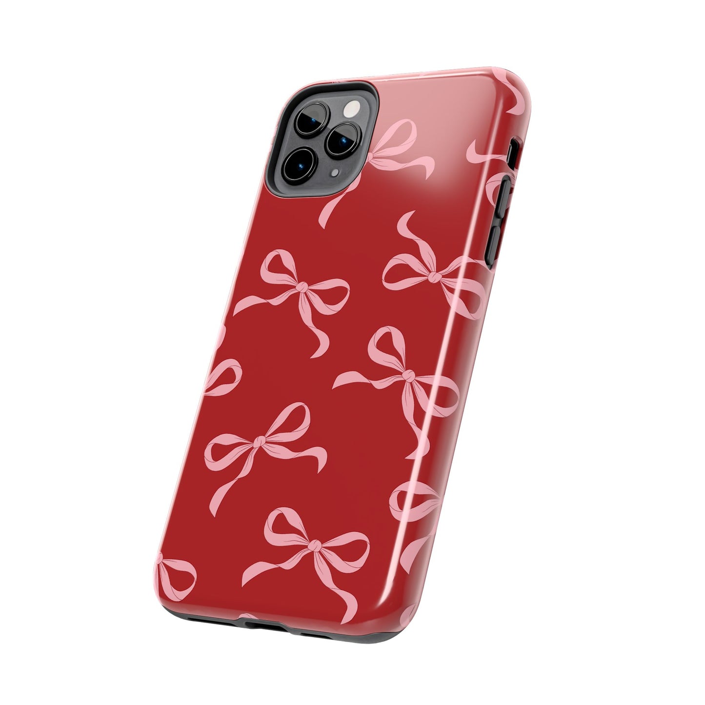 Pink Bows on Red Phone Case