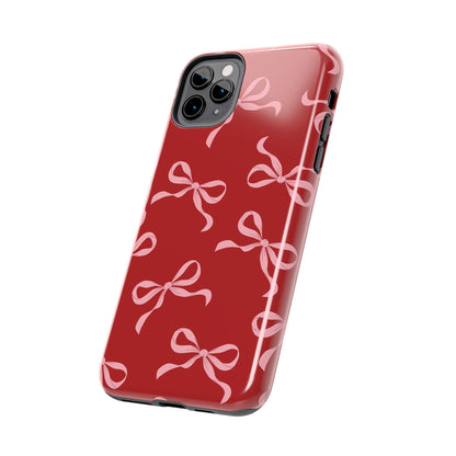 Pink Bows on Red Phone Case