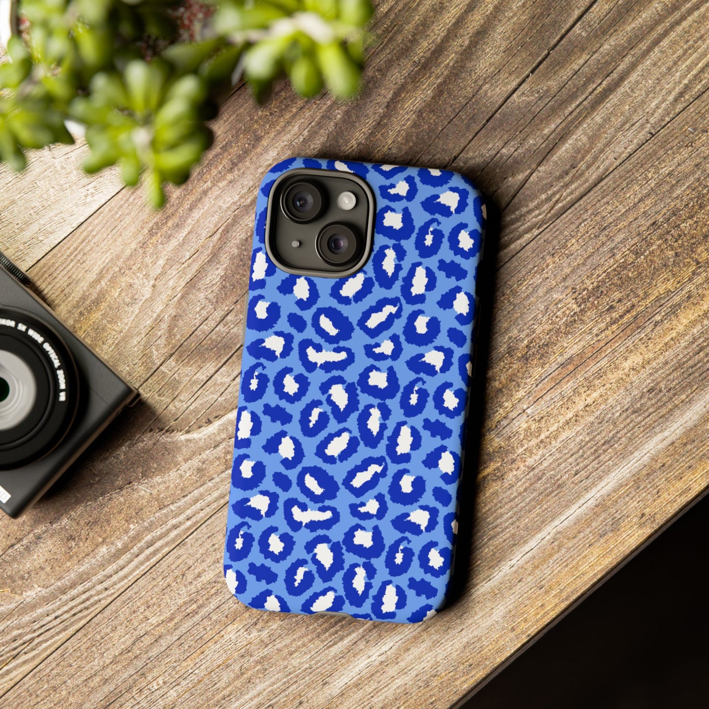 Leopard Vibes - Blue Edition Phone Case for iPhone & Samsung - Stylish & Durable Animal Print Case - JGUS