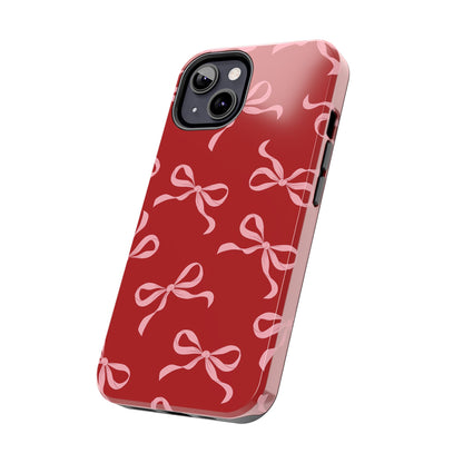 Pink Bows on Red Phone Case