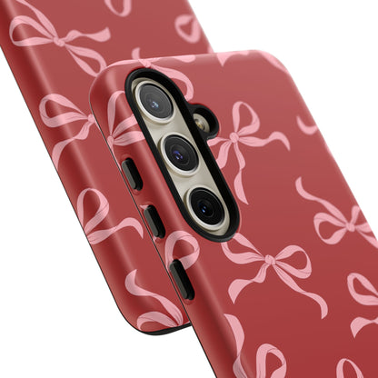 Pink Bows on Red Phone Case - JGUS