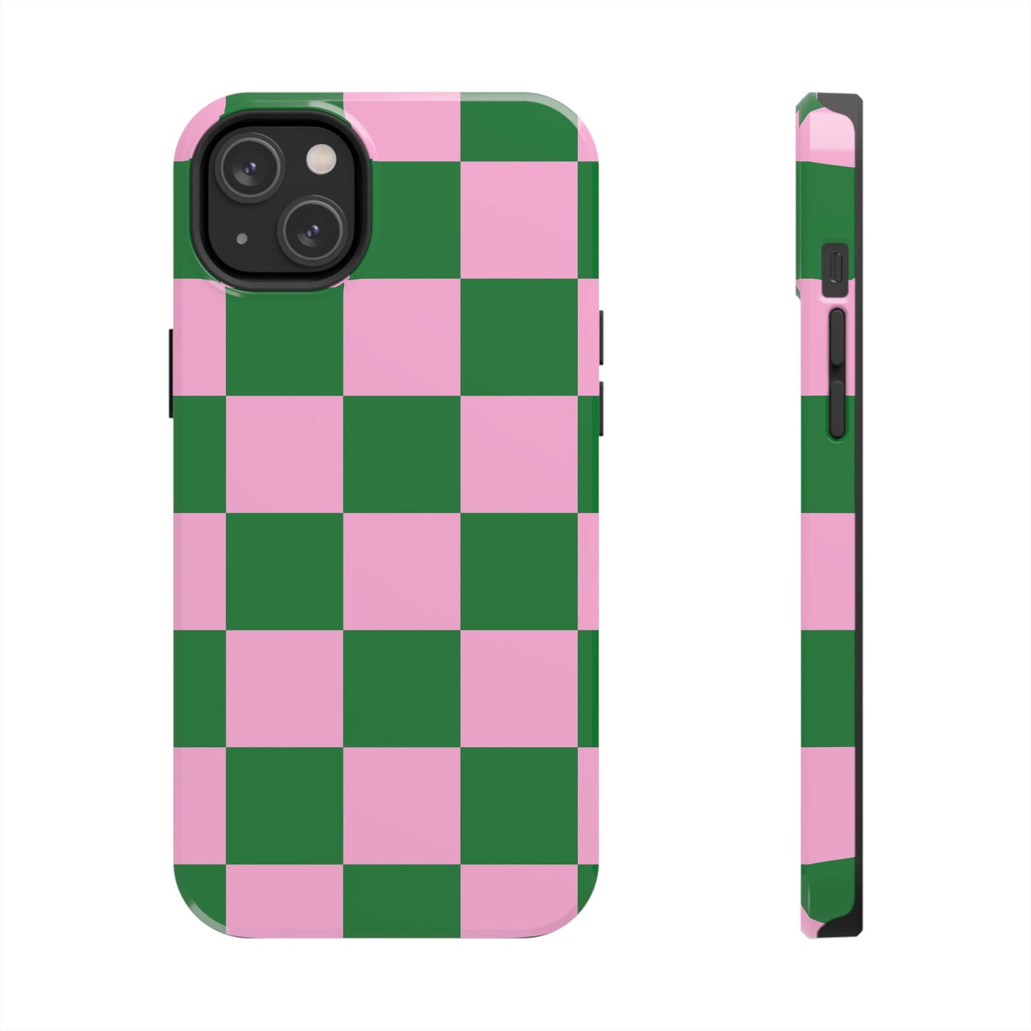 Pink Retro Checkered Phone Case – 90s Aesthetic, Vintage Grid Pattern for iPhone & Samsung