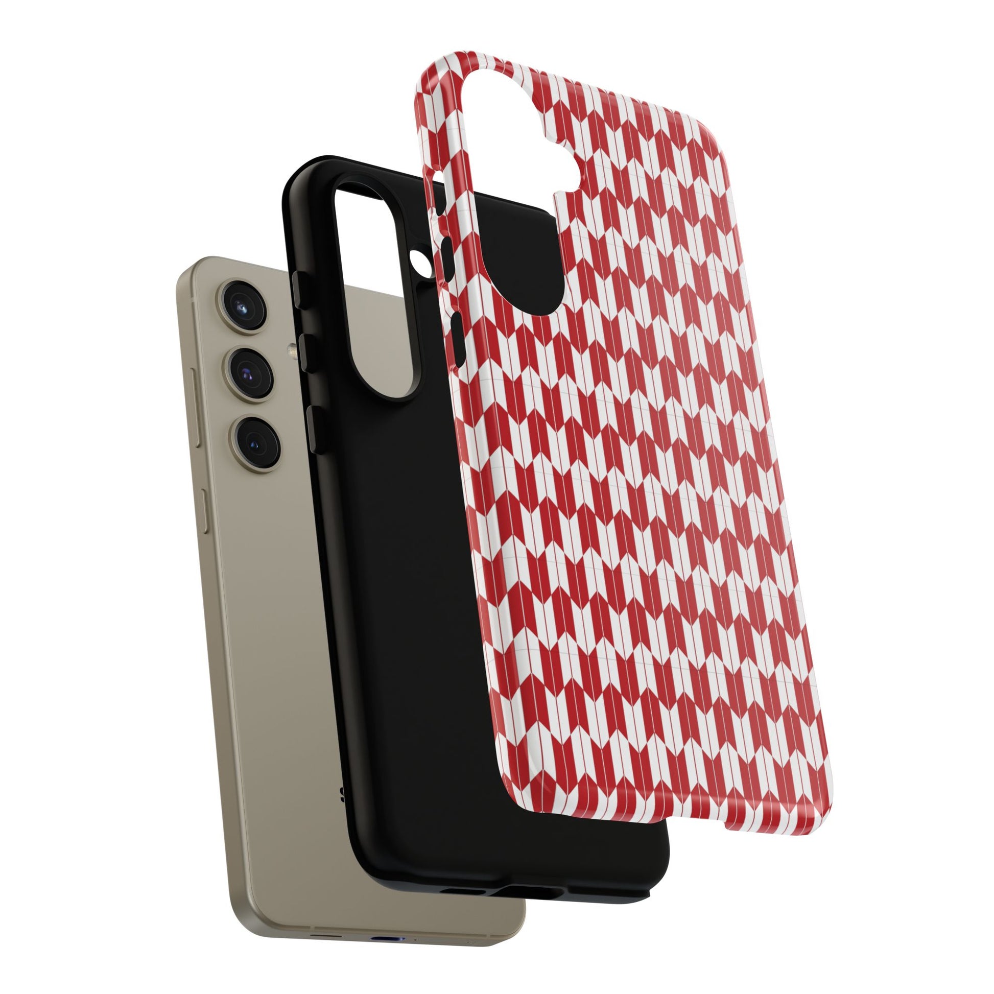 Red Geometric Phone Case for iPhone Samsung Pixel – Bold Pattern Aesthetic Modern Design - JGUS
