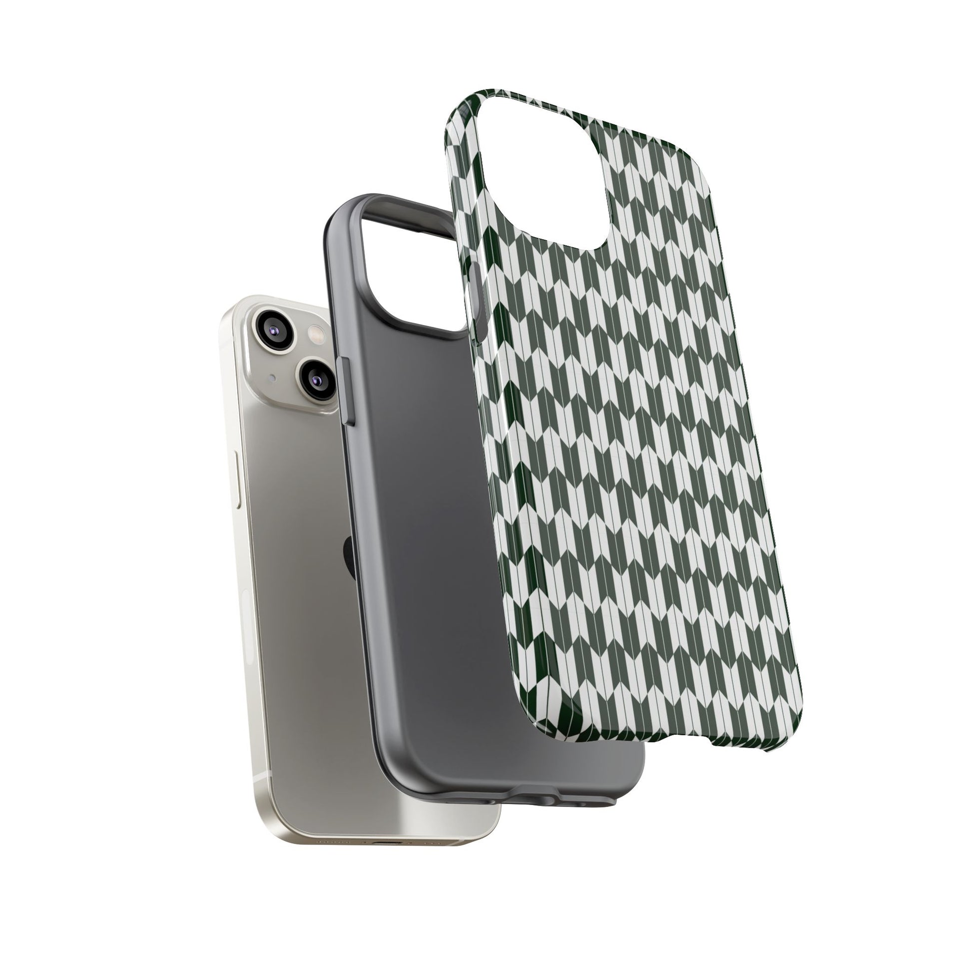 Green Harmony Geometric Phone Case – Durable, Slim, and MagSafe Compatible - JGUS