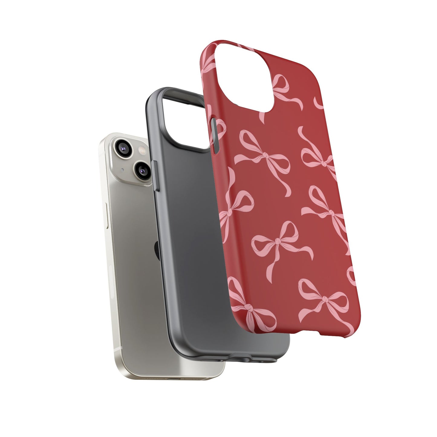 Pink Bows on Red Phone Case - JGUS