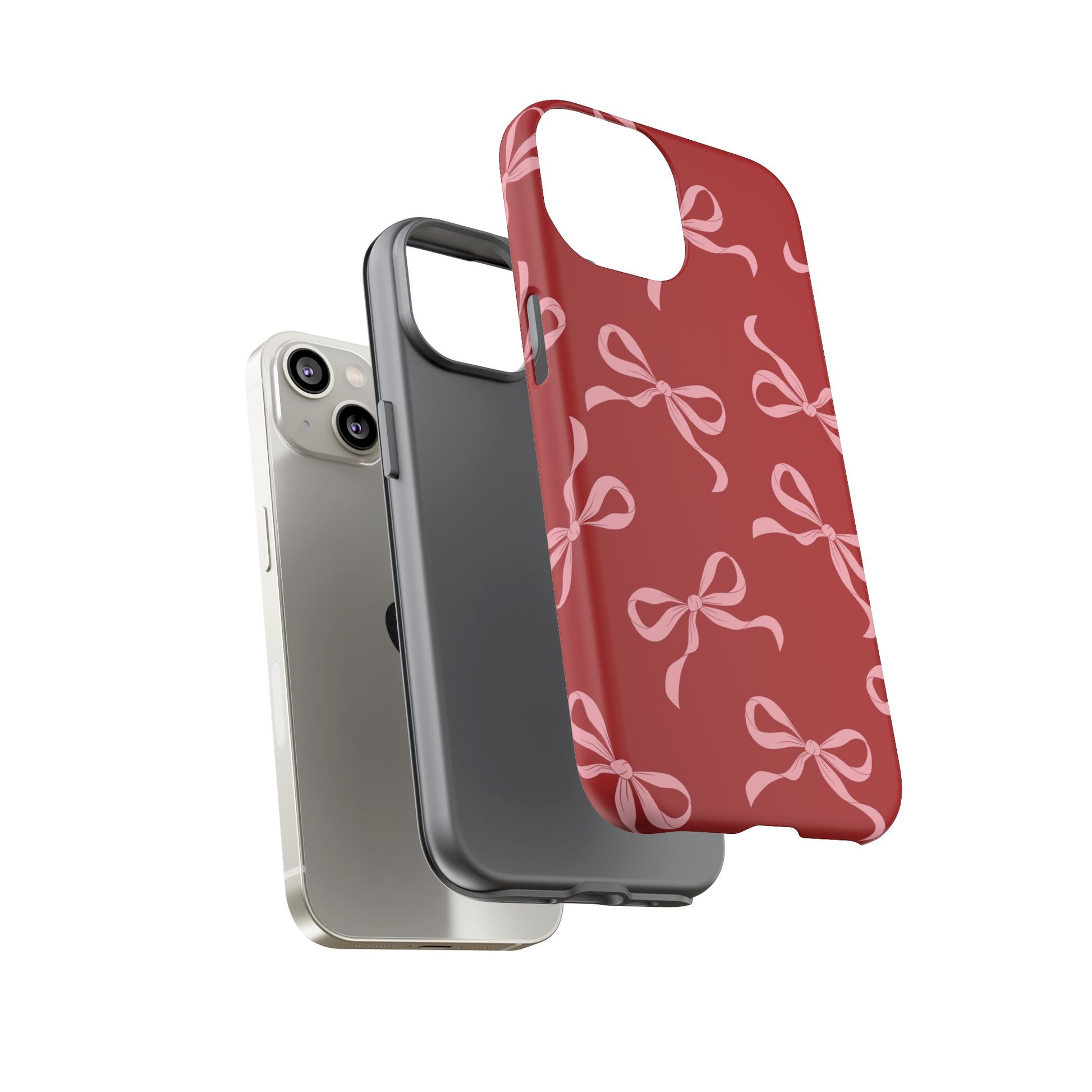 Pink Bows on Red Phone Case - JGUS