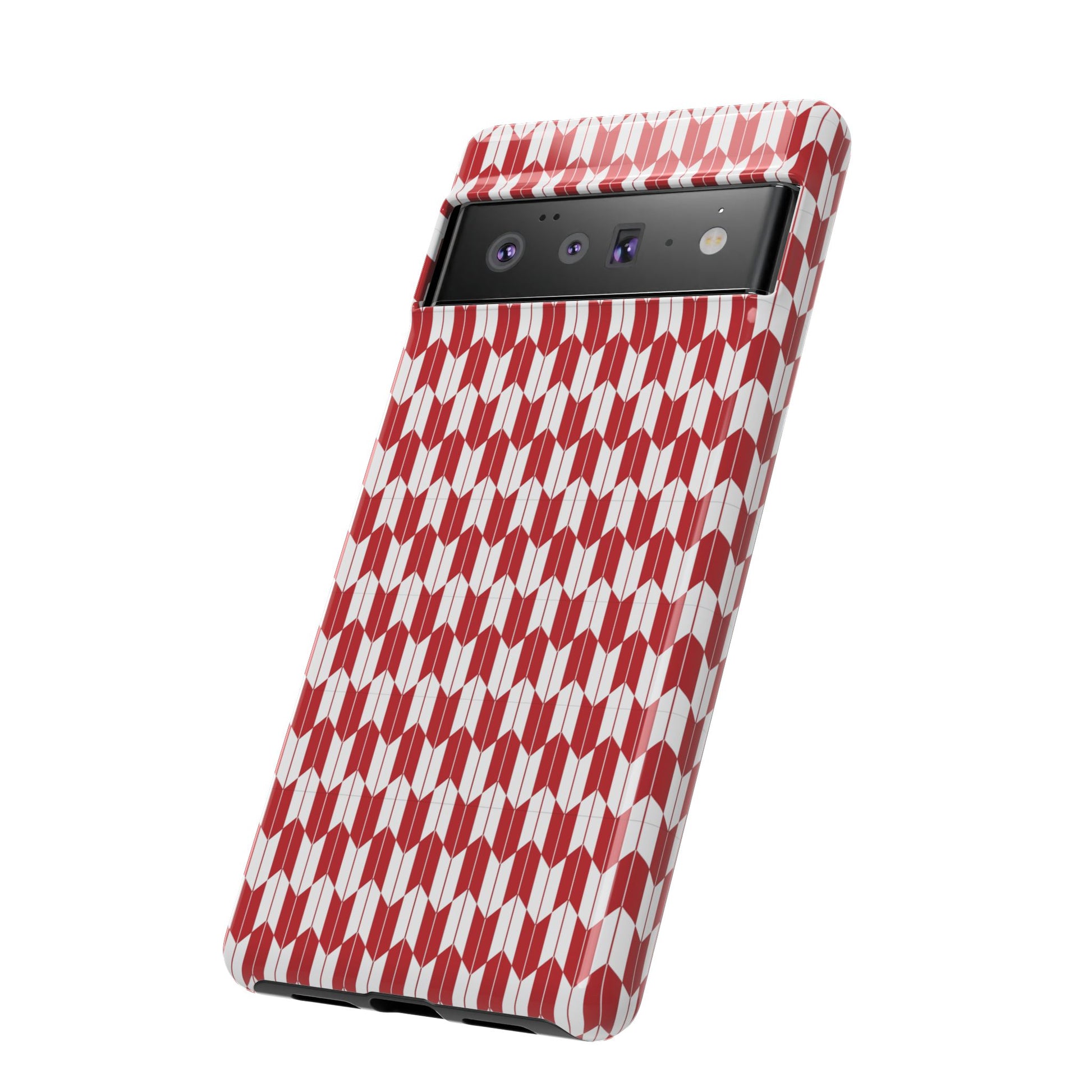 Red Geometric Phone Case for iPhone Samsung Pixel – Bold Pattern Aesthetic Modern Design - JGUS
