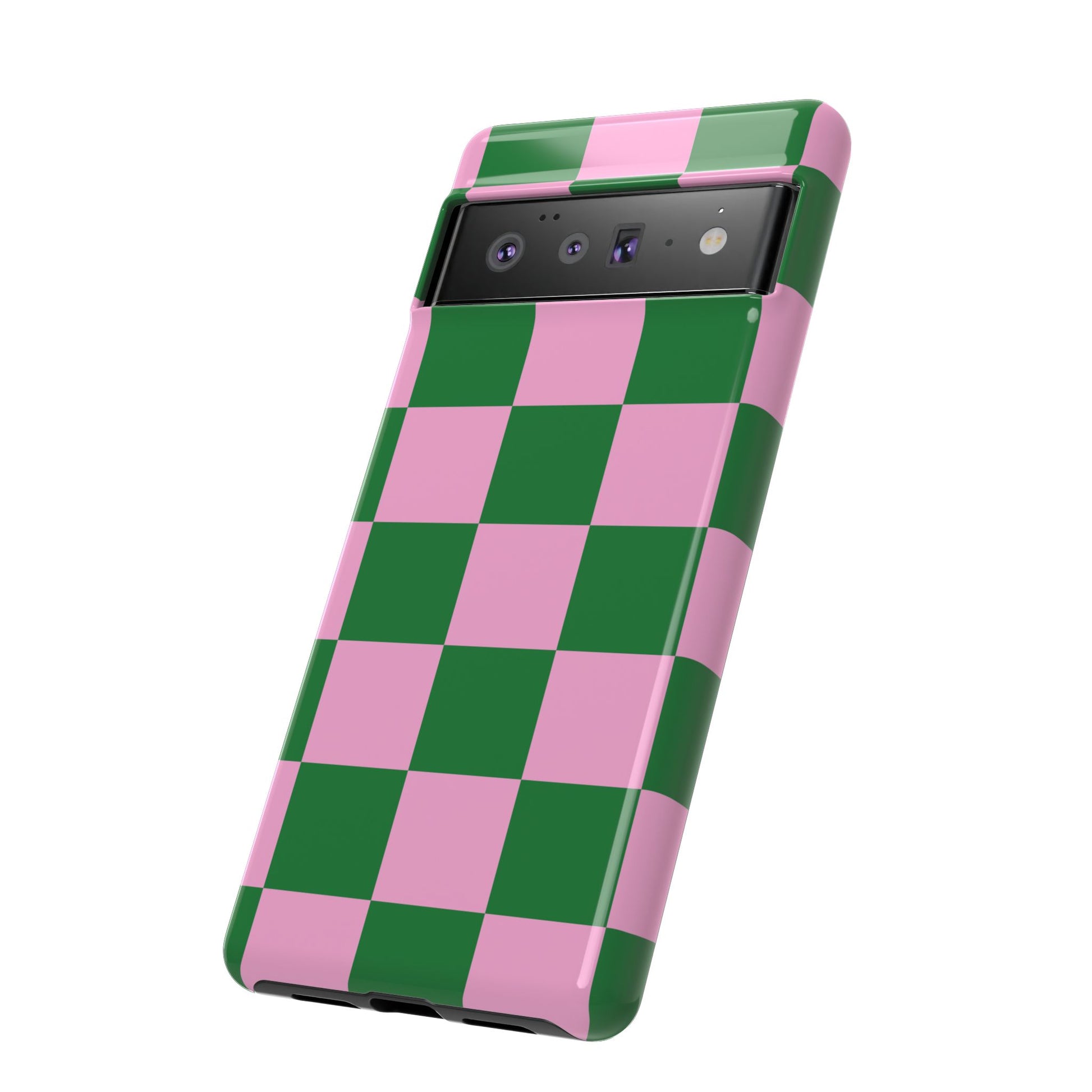 Pink Retro Checkered Phone Case – 90s Aesthetic, Vintage Grid Pattern for iPhone & Samsung - JGUS