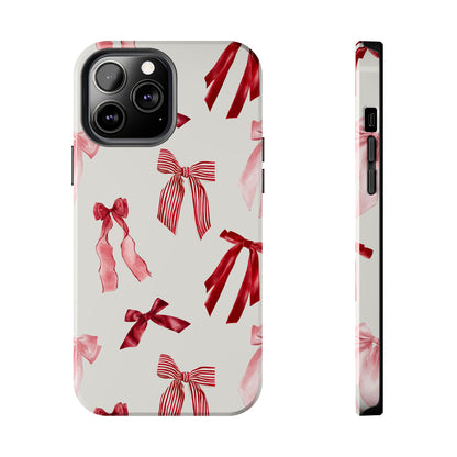 Burgundy Chic Bow Design Phone Case – Customizable, Dual-Layer Protection for iPhone & Samsung