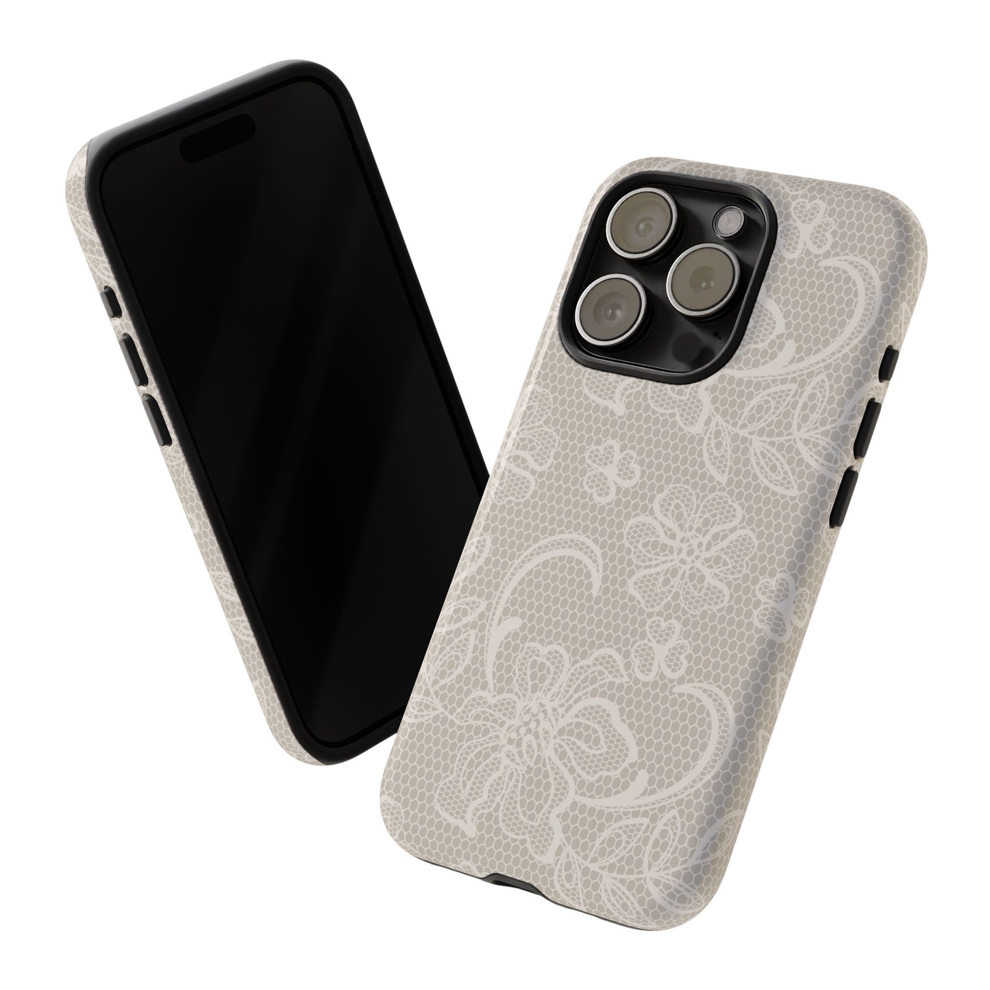 Lace Phone Case for iPhone Samsung Pixel – Cream Floral Elegant Aesthetic - JGUS