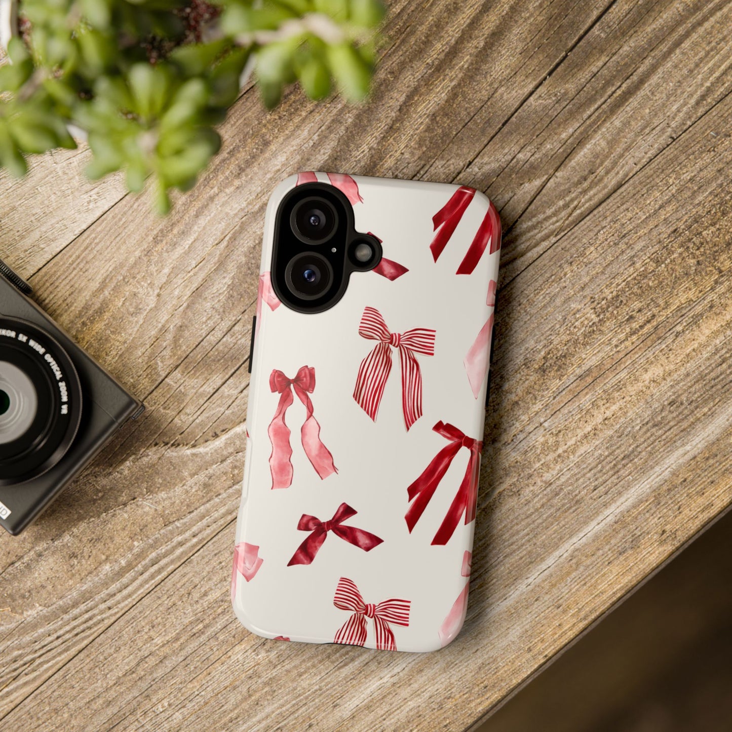 Burgundy Chic Bow Design Phone Case - JGUS
