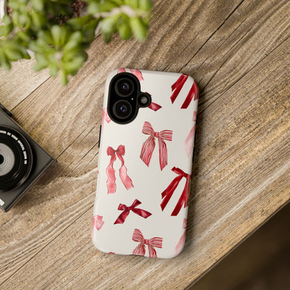 Burgundy Chic Bow Design Phone Case - JGUS