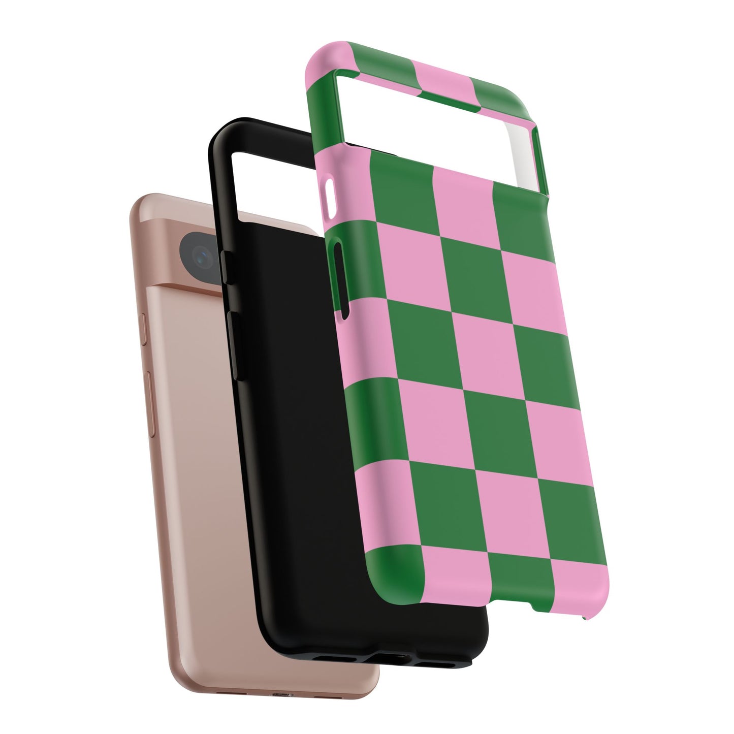 Pink Retro Checkered Phone Case – 90s Aesthetic, Vintage Grid Pattern for iPhone & Samsung - JGUS