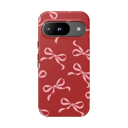 Pink Bows on Red Phone Case - JGUS