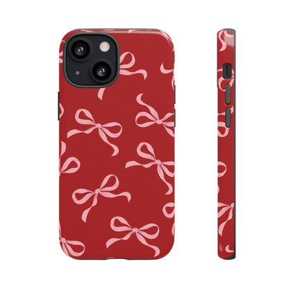 Pink Bows on Red Phone Case - JGUS