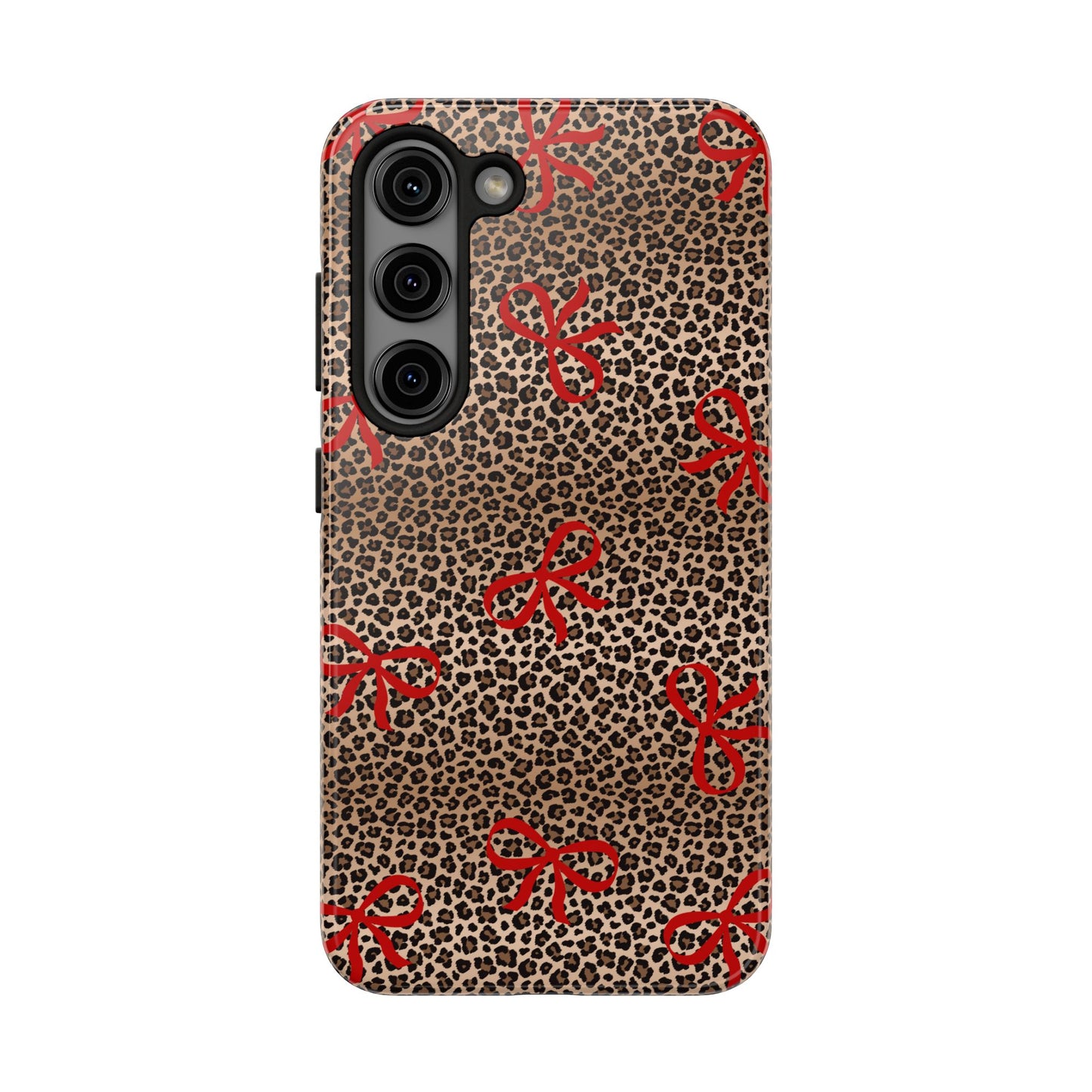 Bold Bow Leopard Print Phone Case – Aesthetic Protective Cover for iPhone & Samsung - Fashionable Animal Print Cover