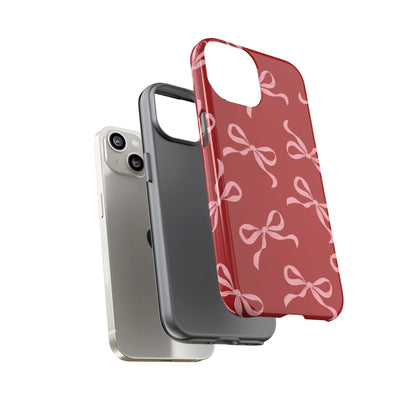 Pink Bows on Red Phone Case - JGUS