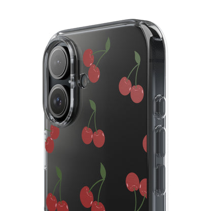 Random Cherry Pattern Clear Phone Case – Playful and Protective