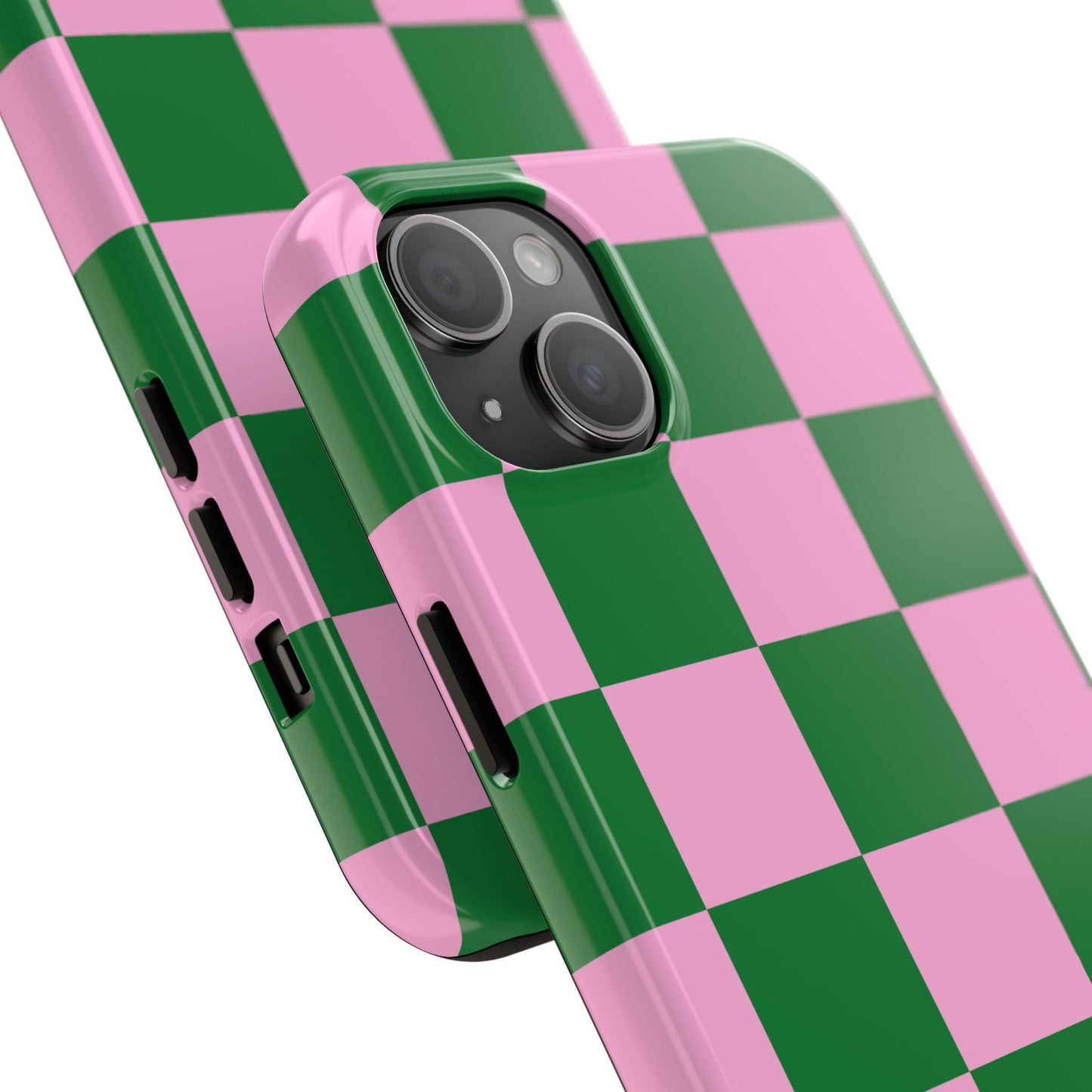 Pink Retro Checkered Phone Case – 90s Aesthetic, Vintage Grid Pattern for iPhone & Samsung