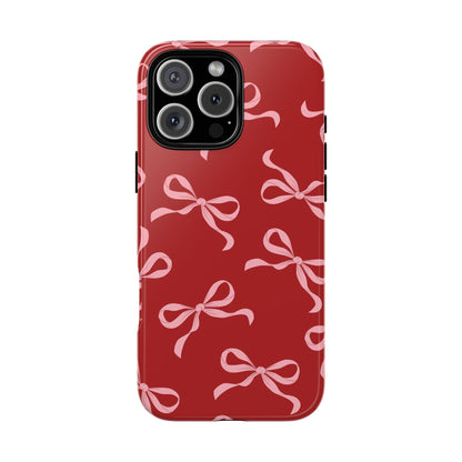 Pink Bows on Red Phone Case - JGUS
