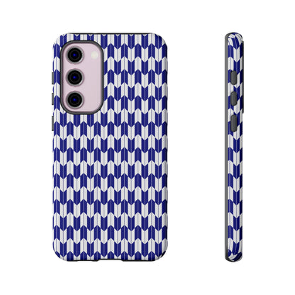 Navy Blue Geometric Phone Case for iPhone Samsung Pixel – Minimal Pattern Modern Aesthetic - JGUS