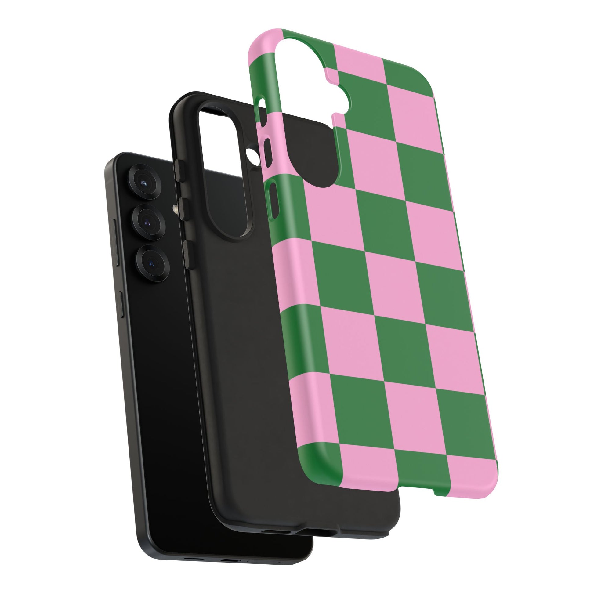 Pink Retro Checkered Phone Case – 90s Aesthetic, Vintage Grid Pattern for iPhone & Samsung - JGUS