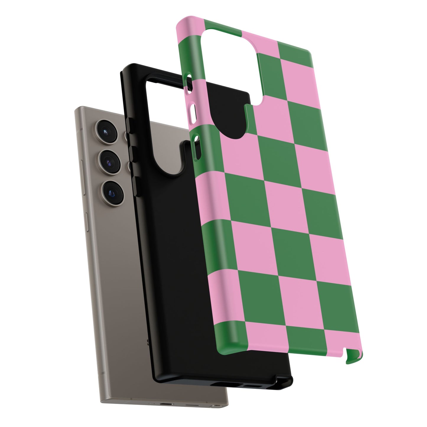 Pink Retro Checkered Phone Case – 90s Aesthetic, Vintage Grid Pattern for iPhone & Samsung - JGUS