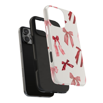 Burgundy Chic Bow Design Phone Case – Customizable, Dual-Layer Protection for iPhone & Samsung