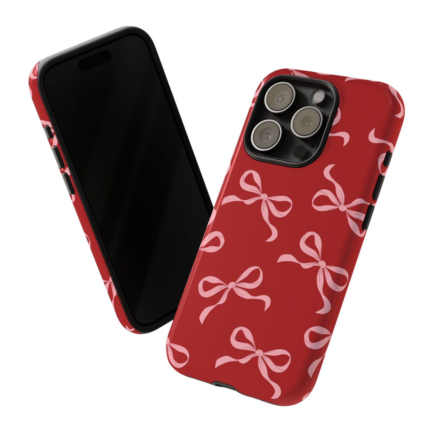 Pink Bows on Red Phone Case - JGUS