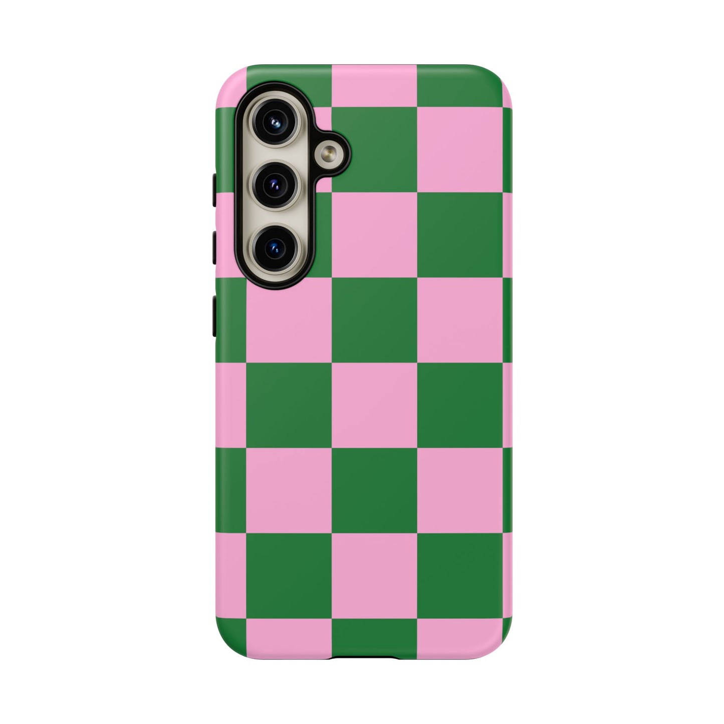 Pink Retro Checkered Phone Case – 90s Aesthetic, Vintage Grid Pattern for iPhone & Samsung - JGUS
