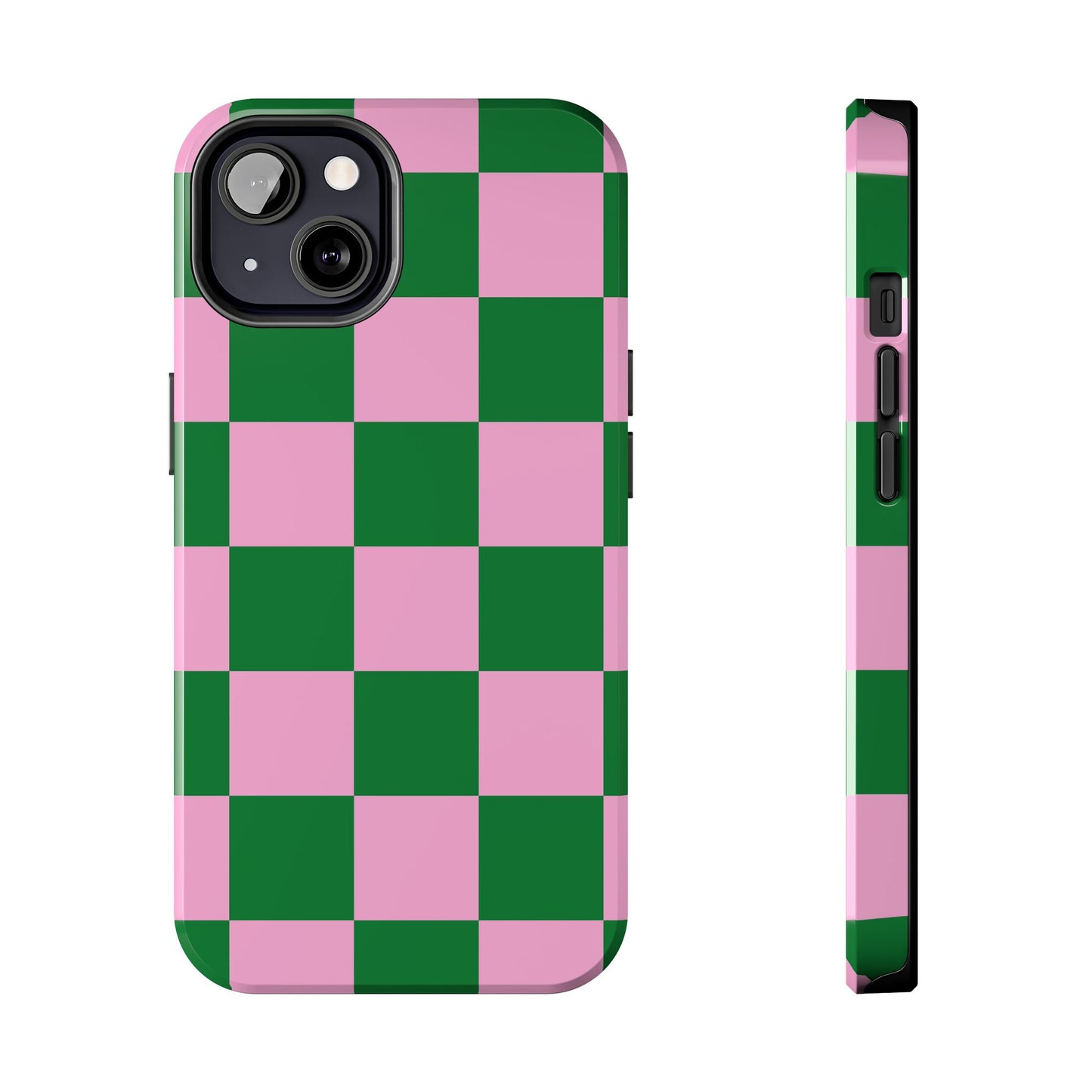 Pink Retro Checkered Phone Case – 90s Aesthetic, Vintage Grid Pattern for iPhone & Samsung