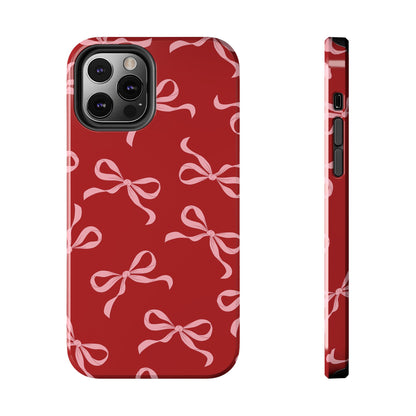 Pink Bows on Red Phone Case