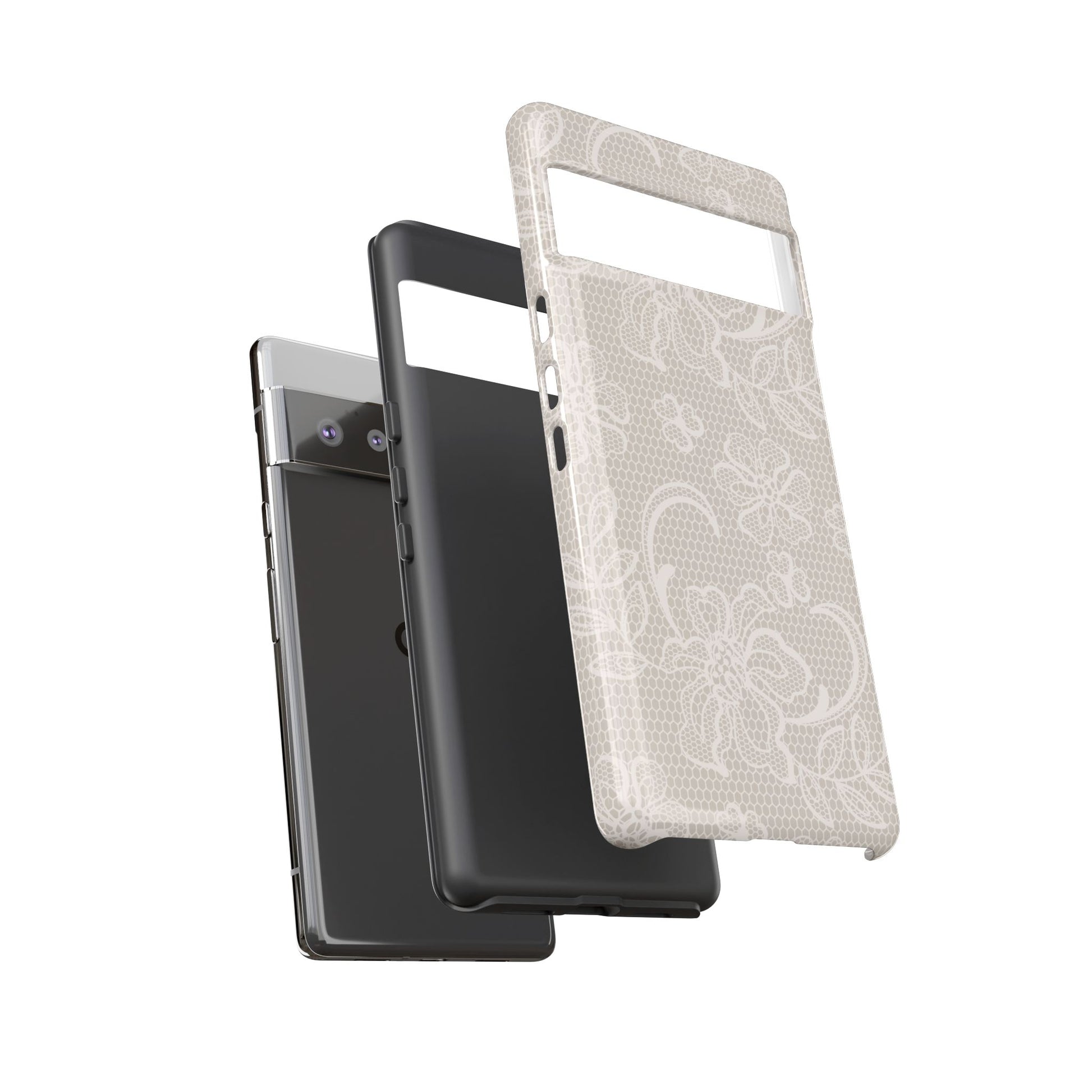 Lace Phone Case for iPhone Samsung Pixel – Cream Floral Elegant Aesthetic - JGUS