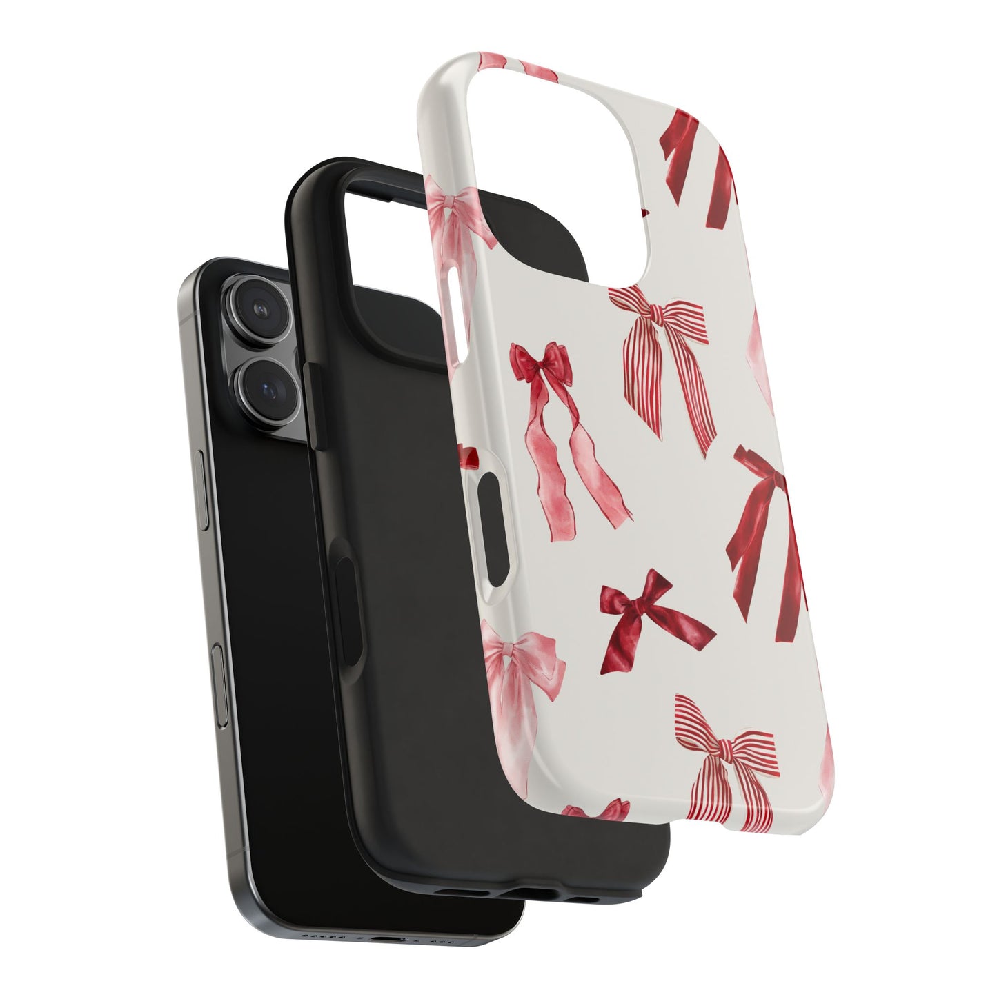 Burgundy Chic Bow Design Phone Case – Customizable, Dual-Layer Protection for iPhone & Samsung