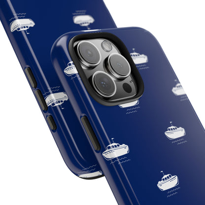 Blue Boat Phone Case – Calm Ocean Pattern for iPhone & Samsung, Durable & Stylish Protection